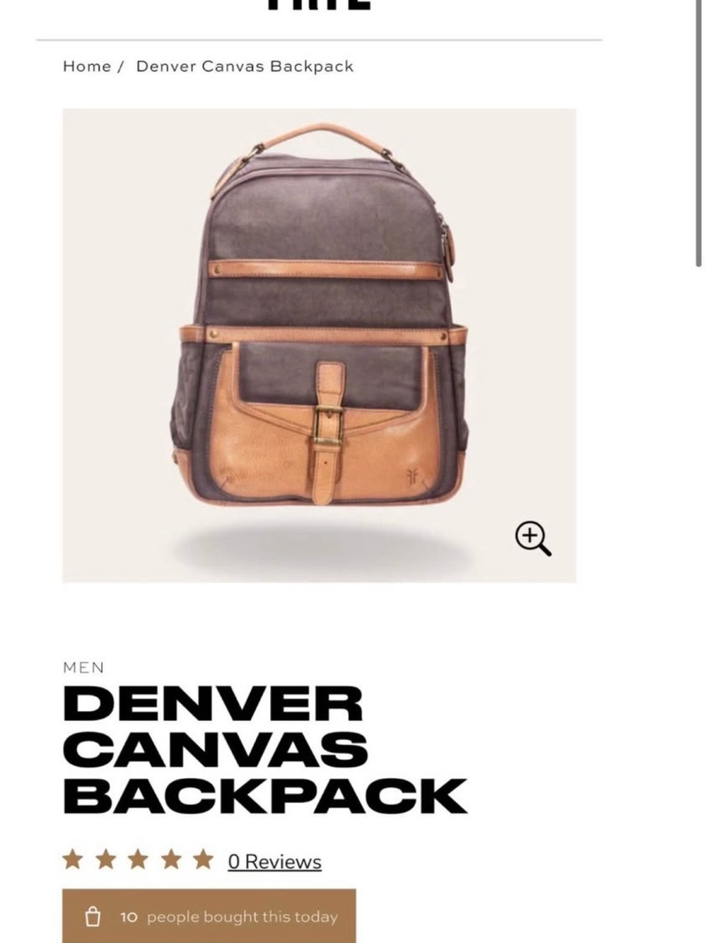 Denver Canvas Backpack - Brown/Gray Canvas with Tan Leather Trim